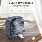 Ventilateur USB portable rotatif 360° silencieux et design à 3 vitesses - Gris