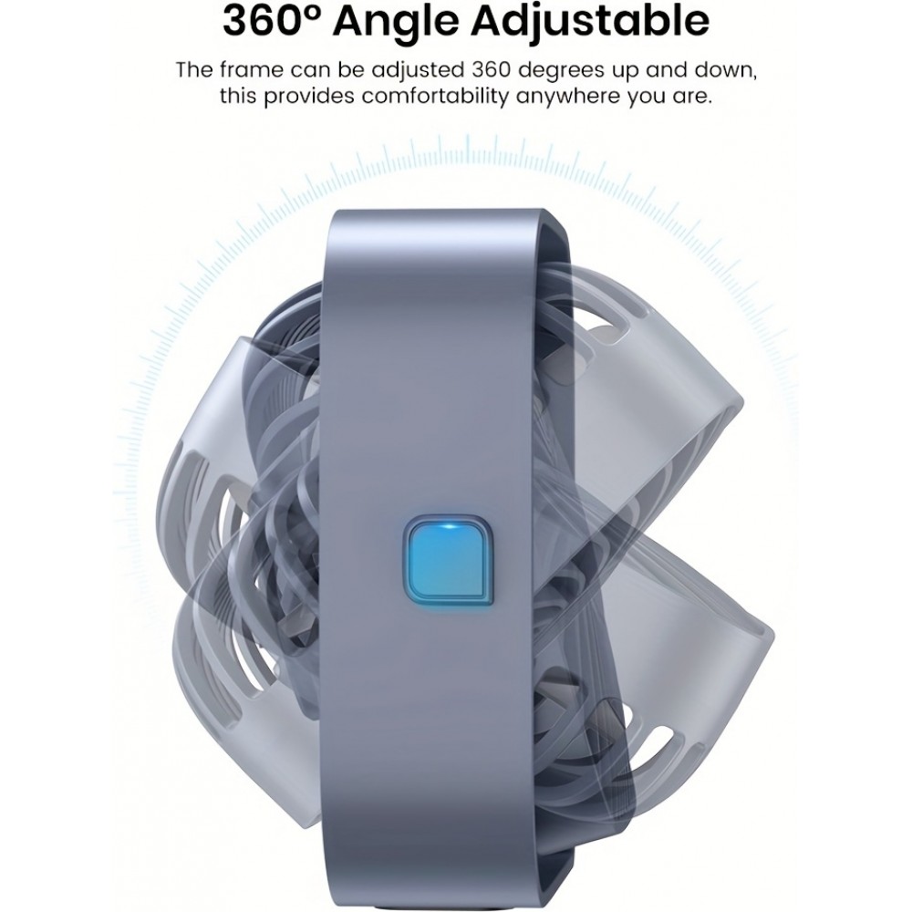 Ventilateur USB portable rotatif 360° silencieux et design à 3 vitesses - Gris