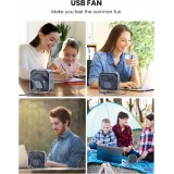 Ventilateur USB portable rotatif 360° silencieux et design à 3 vitesses - Gris