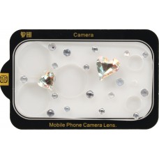 Vitre de protection caméra 3D luxe pailletée effet diamant cœur arc-en-ciel - Argent - iPhone 17 Pro Max