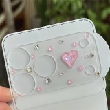 Vitre de protection caméra 3D luxe pailletée effet diamant cœur arc-en-ciel - Rose - iPhone 17 Pro Max