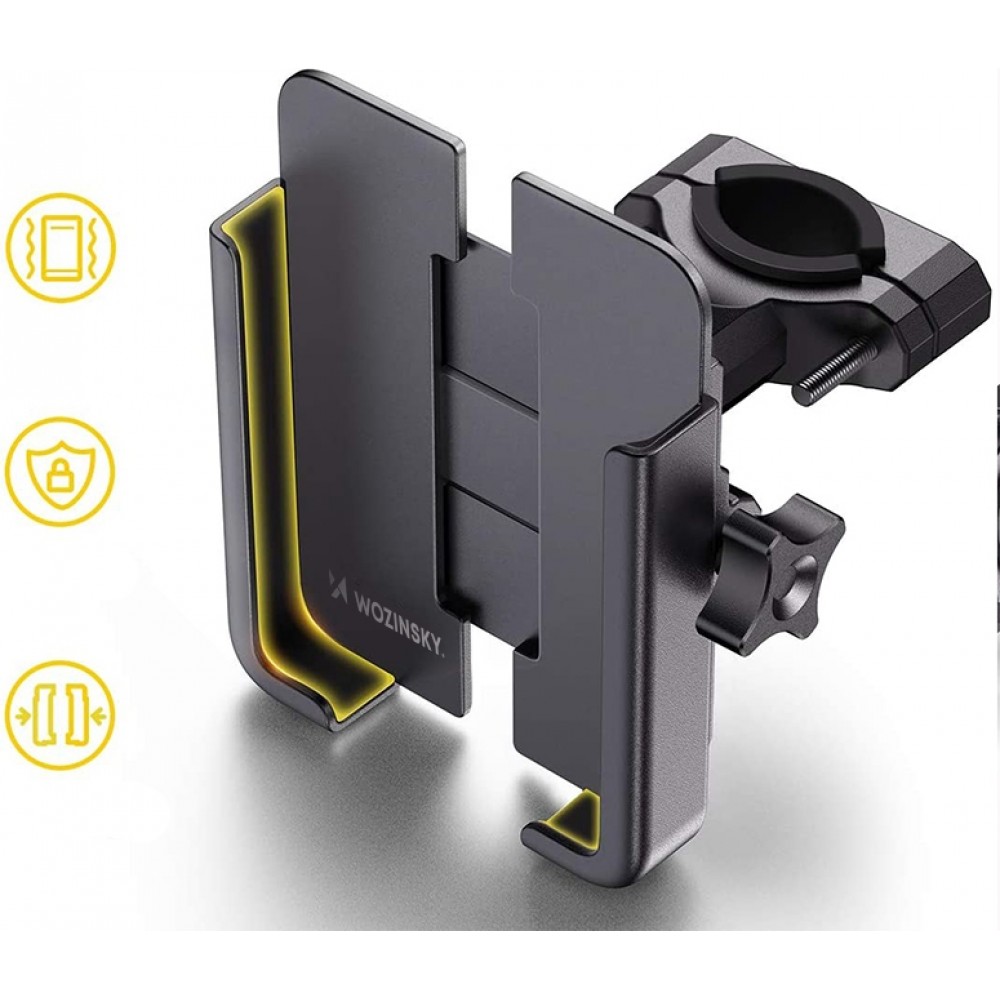Wozinsky WBHBK3 360&deg; support t&eacute;l&eacute;phone m&eacute;tal pour v&eacute;lo et trottinette - Noir