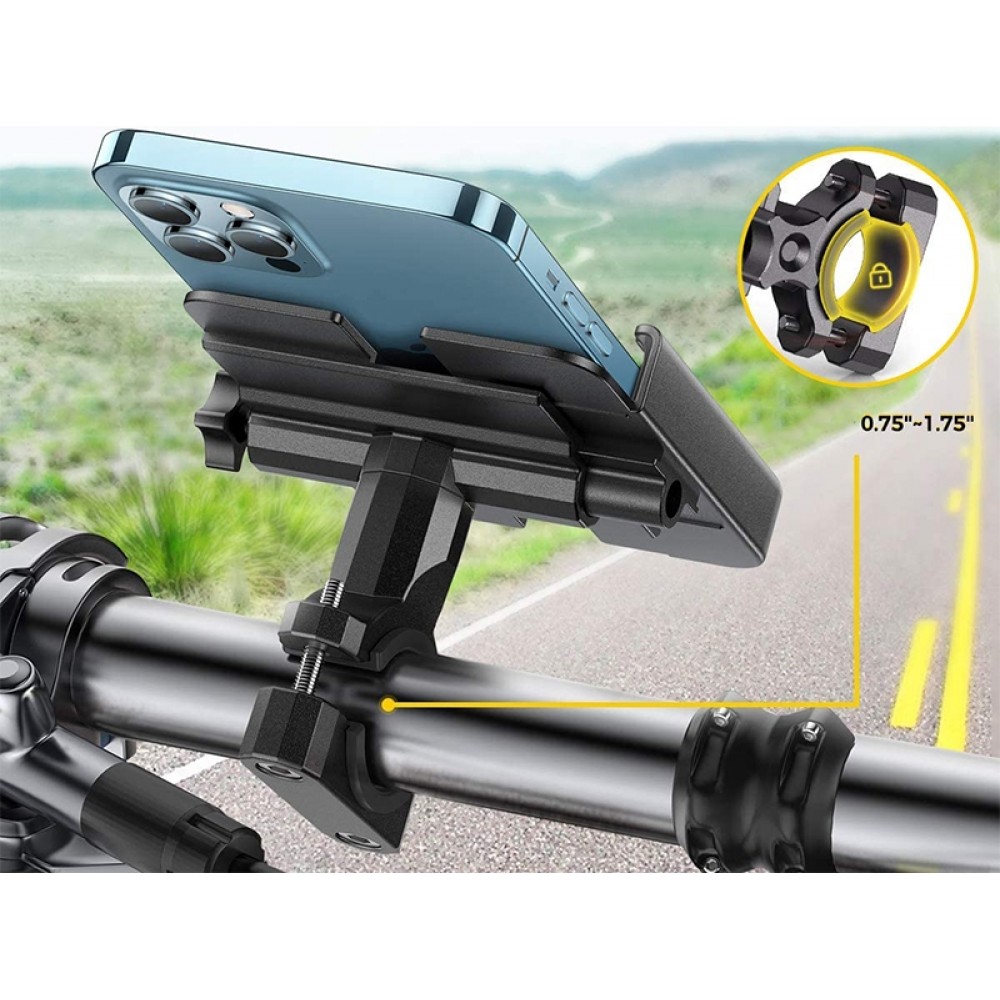 Wozinsky WBHBK3 360&deg; support t&eacute;l&eacute;phone m&eacute;tal pour v&eacute;lo et trottinette - Noir