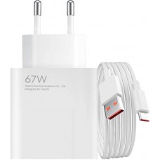 Xiaomi 67W HyperCharge Combo (Typ-A) USB-A-Wandladegerät mit USB-C-Kabel und intelligenter Schutzfunktion - Weiss