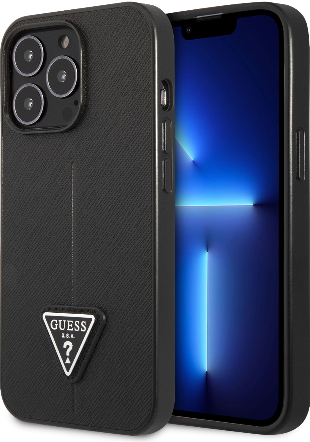iPhone 13 Pro Case H lle Guess aus schwarzem Kunstleder mit