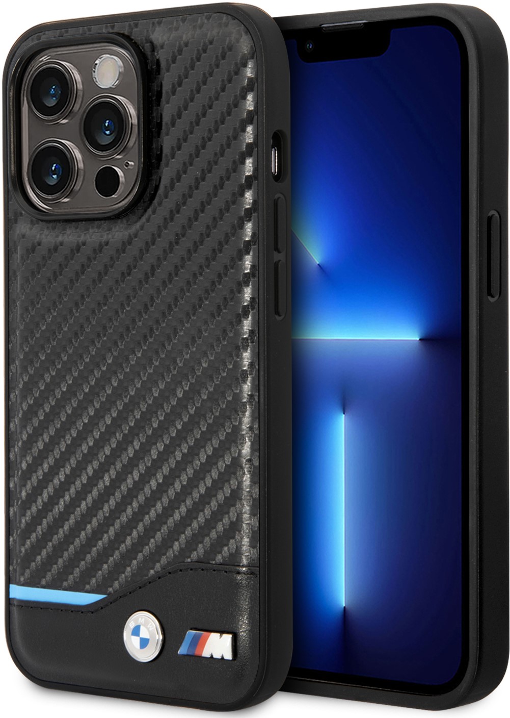 iPhone 14 Pro Case Hülle - BMW M Karbon-Effekt und Leder mit geprägtem ...