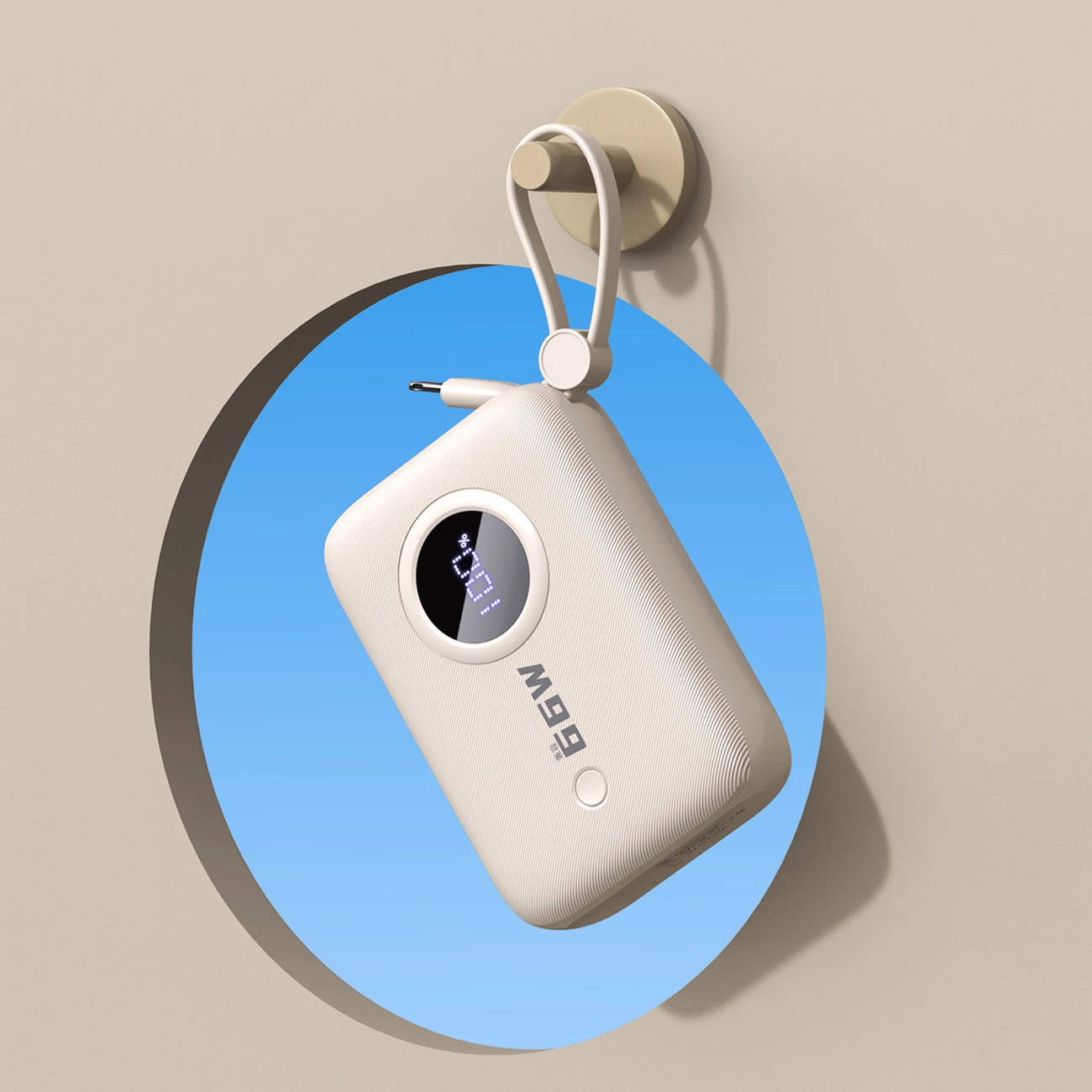 Dudao K14 Power Bank 10000mAh mit integriertem USB-C & Lightning Kabel QC 3.0 Fast Charge - Schwarz